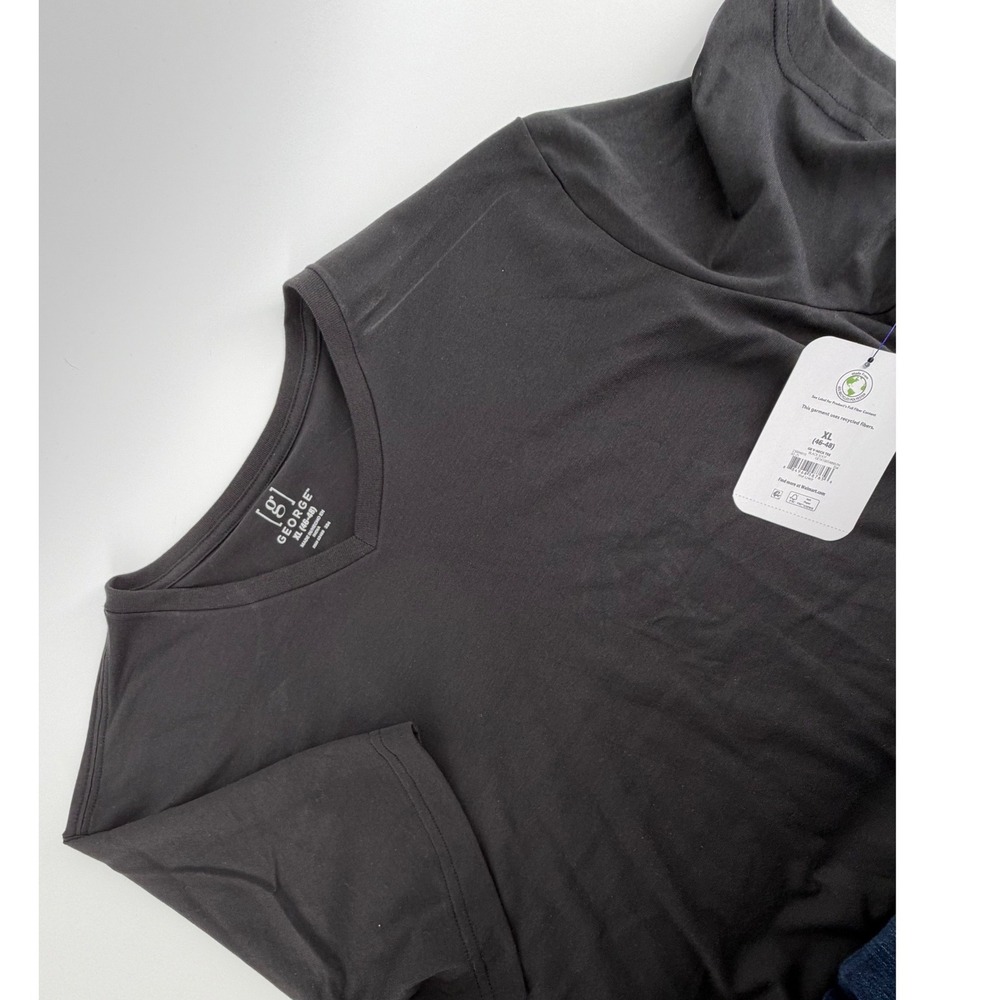 George Mens XL Black V Neck Short Sleeve T Shirt Made From Recycled Fibers